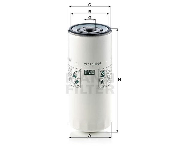 Ölfilter Mann Hummel - W 11 102/36 - Ölfilter