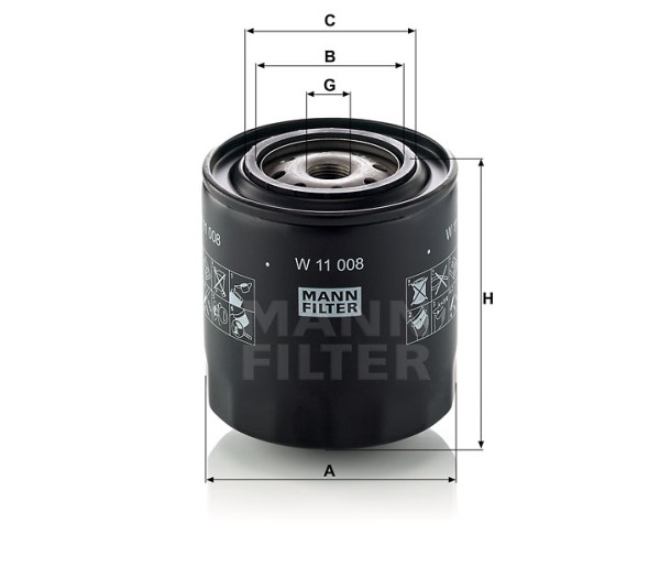 Ölfilter Mann Hummel - W 11 008 - Ölfilter