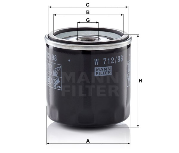 Ölfilter Mann Hummel - W 712/98 - Ölfilter