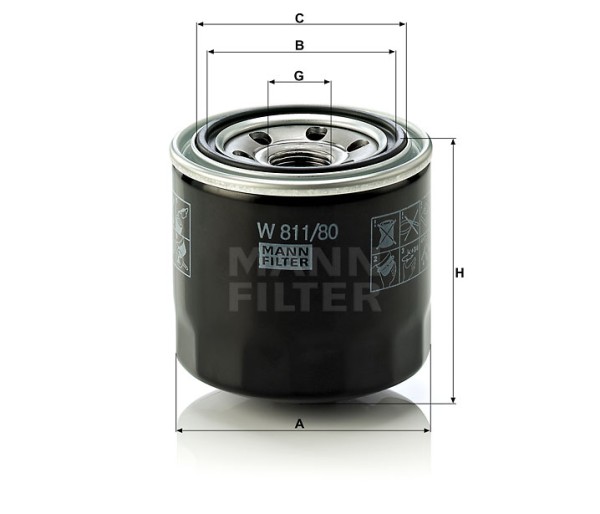 Ölfilter Mann Hummel - W 811/80 - Ölfilter